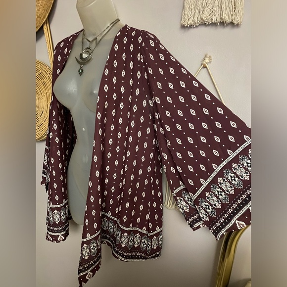 Berry and Cream Boho kimono sz Medium - Picture 4 of 9